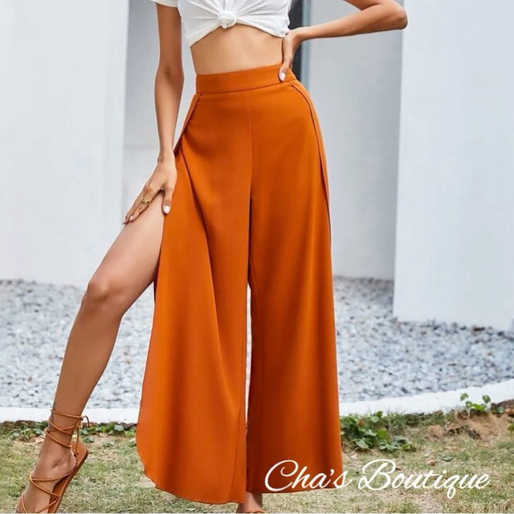 SHEIN Orange Wide-Leg Pants